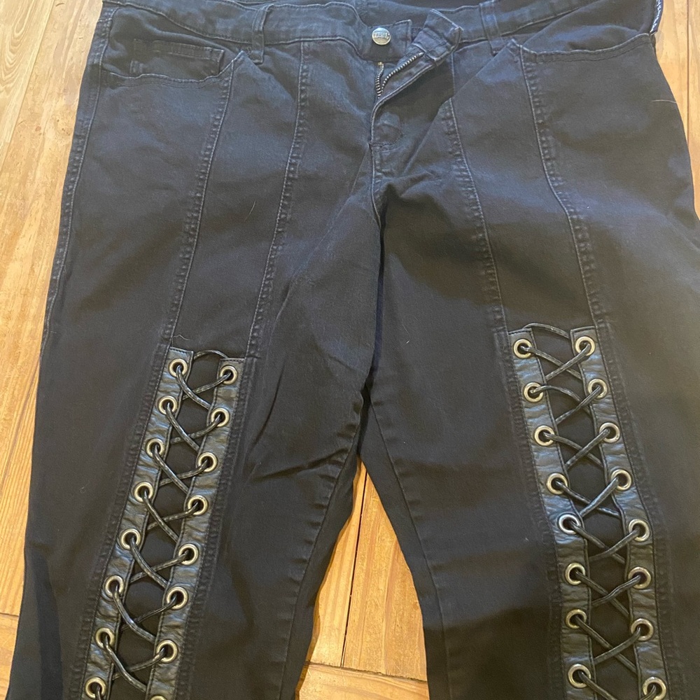 Tripp NYC Black Lace-Up Women Jeans